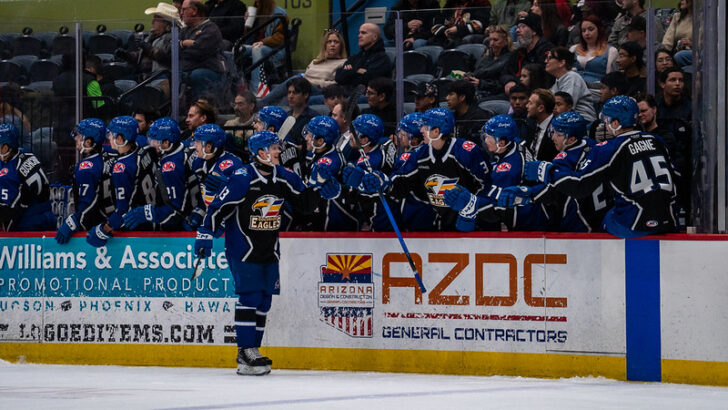 The Eagles sport their CHL throwback jerseys in Tucson. 