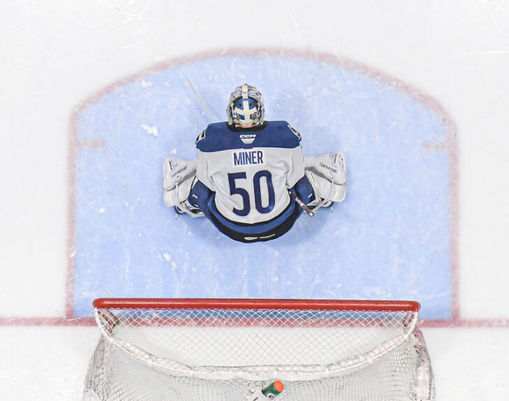 Trent Miner in net for the Eagles.